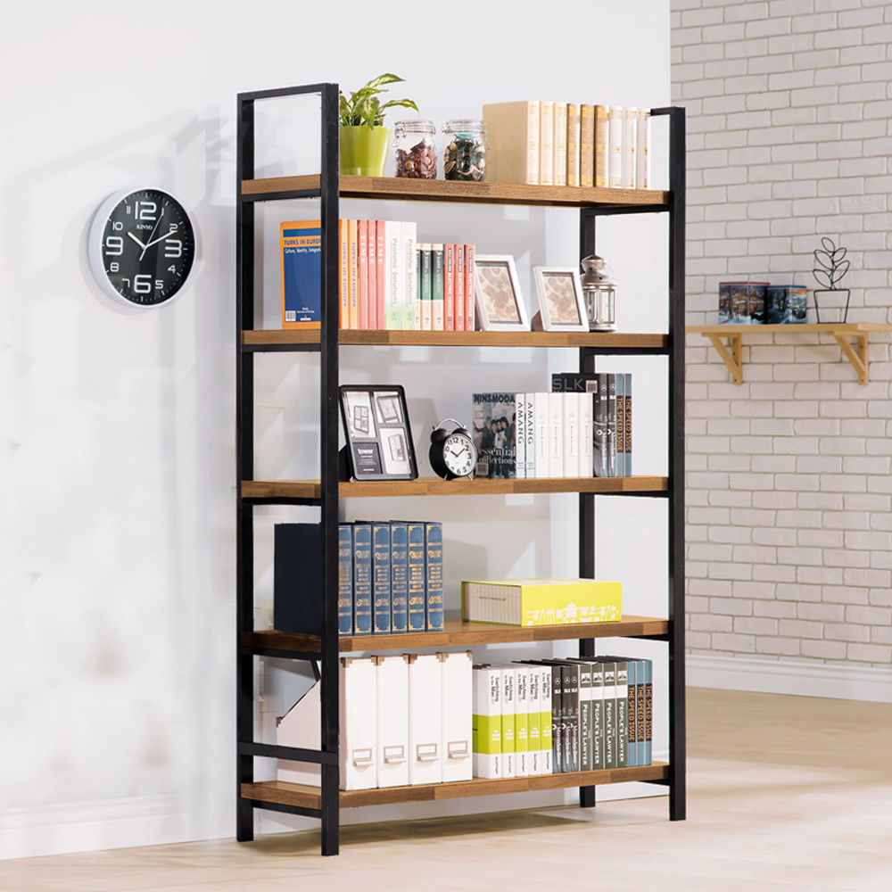 羅格4尺工業風開放式書架/展示置物架/五層架