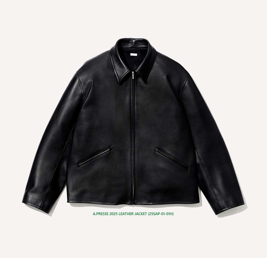 A.PRESSE 2025 LEATHER JACKET (25AAP-01-03) - BLACK PRE ORDER ITEM (預訂中)