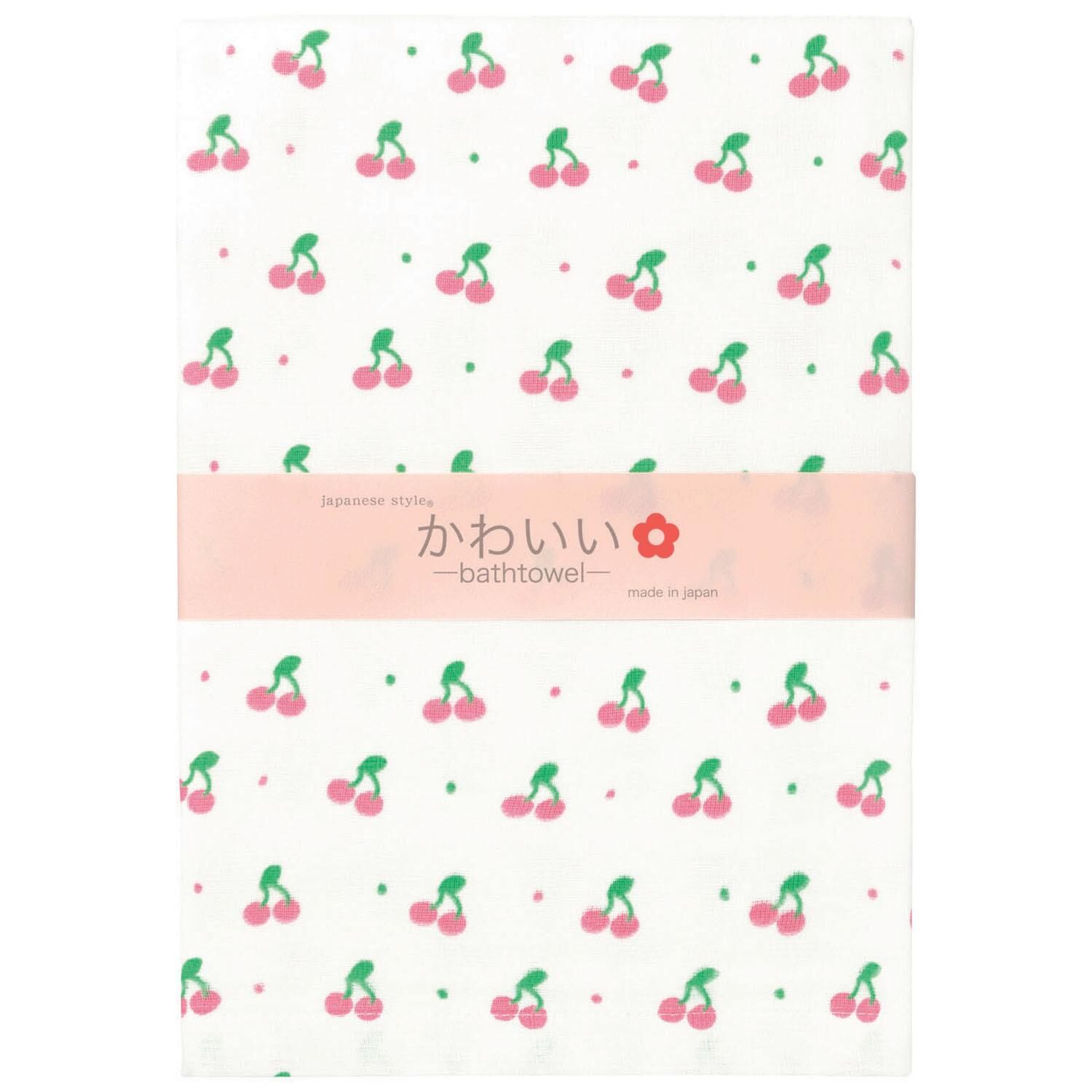 日本製 純棉 紗布浴巾 約55x115cm-車厘子