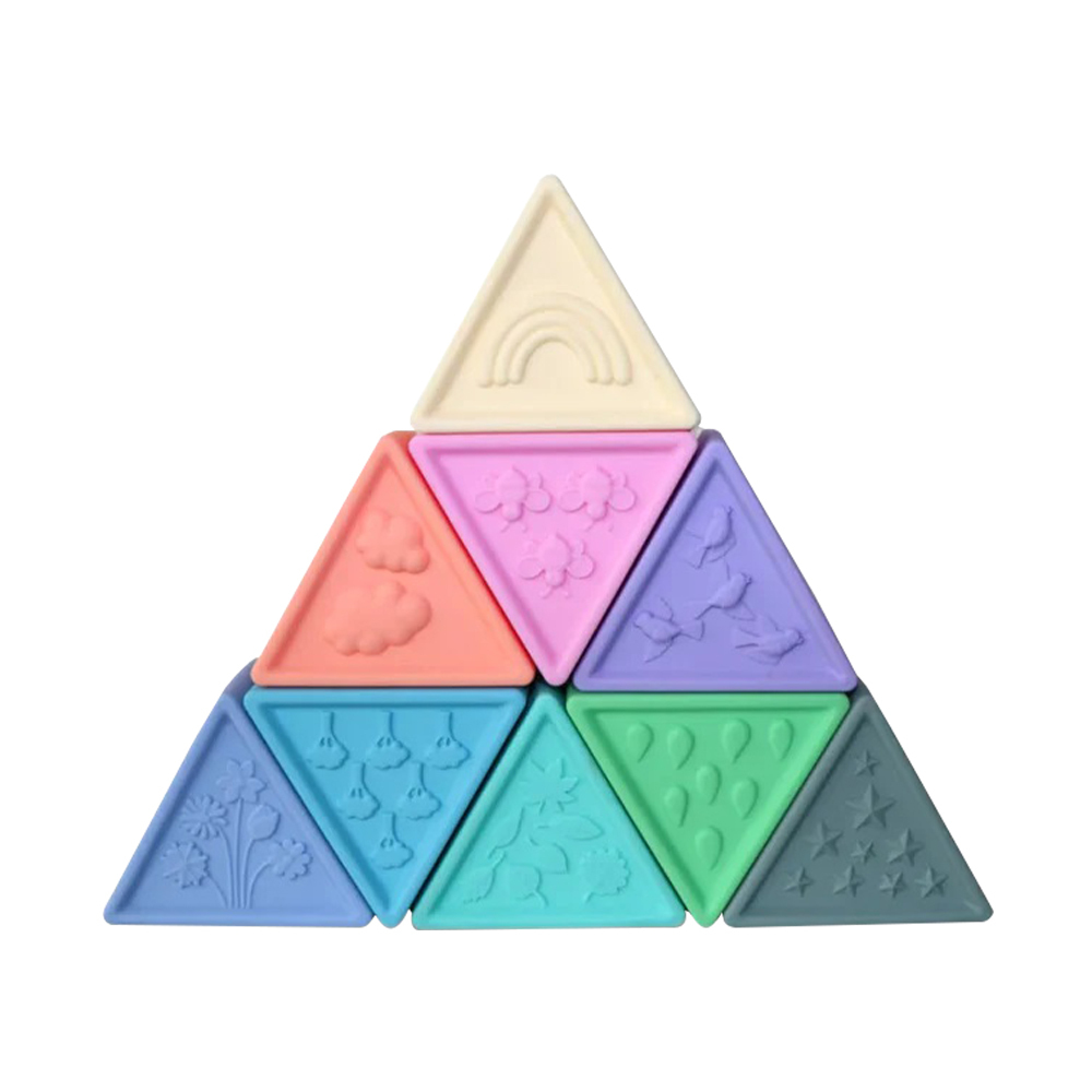 三角矽膠積木塔-明亮彩虹