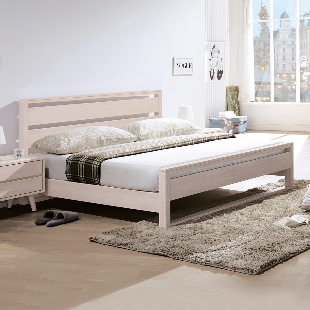 懷德5尺北歐風雙人全實木床架(不含床墊)