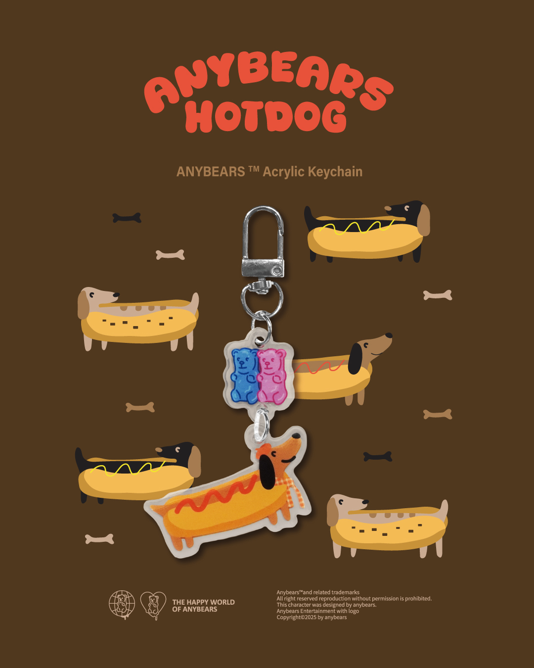 ANYBEARS® 臘腸狗 壓克力吊飾 Dachshund Acrylic Keychain