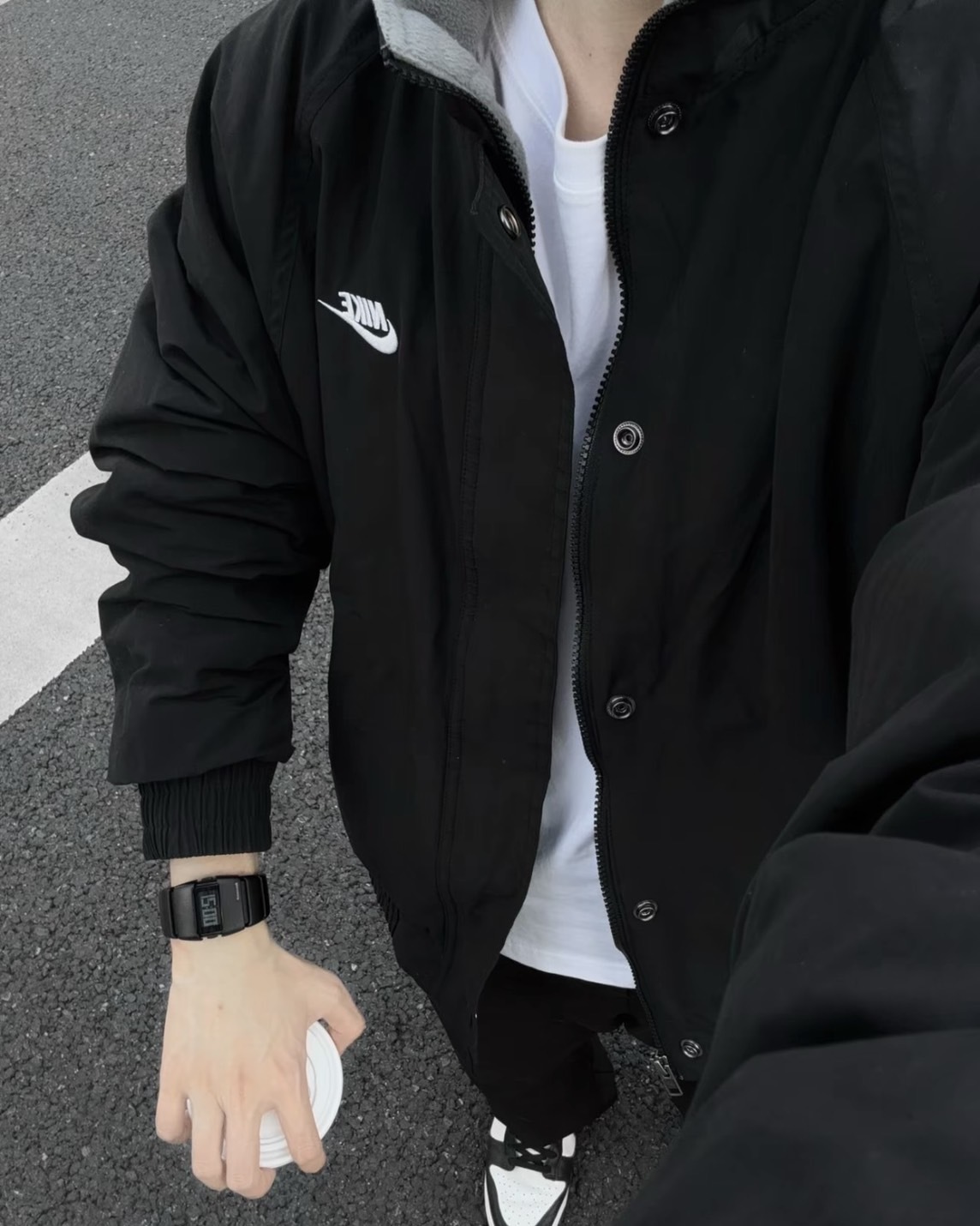 Nike Club Futura 立領防風 鋪棉保暖 夾克 外套 黑色