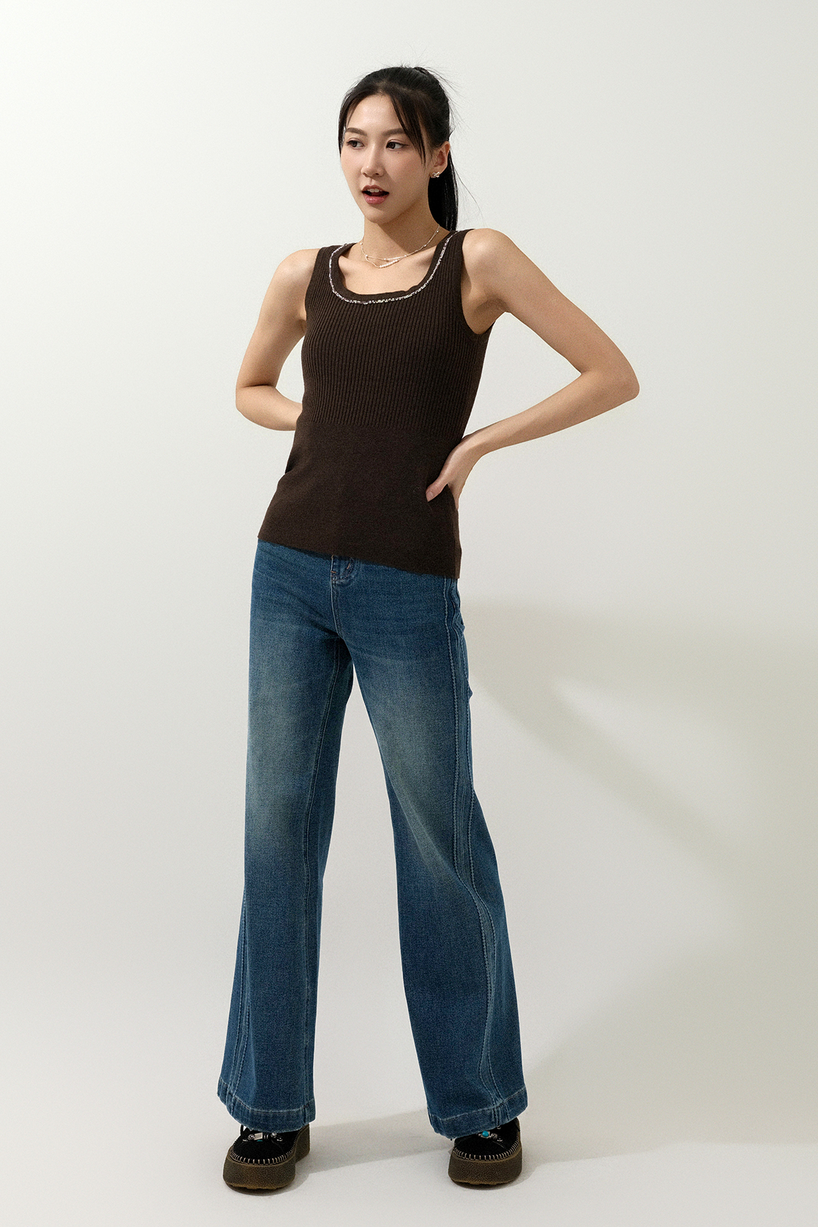 閃石領邊針織背心 (現貨款式）