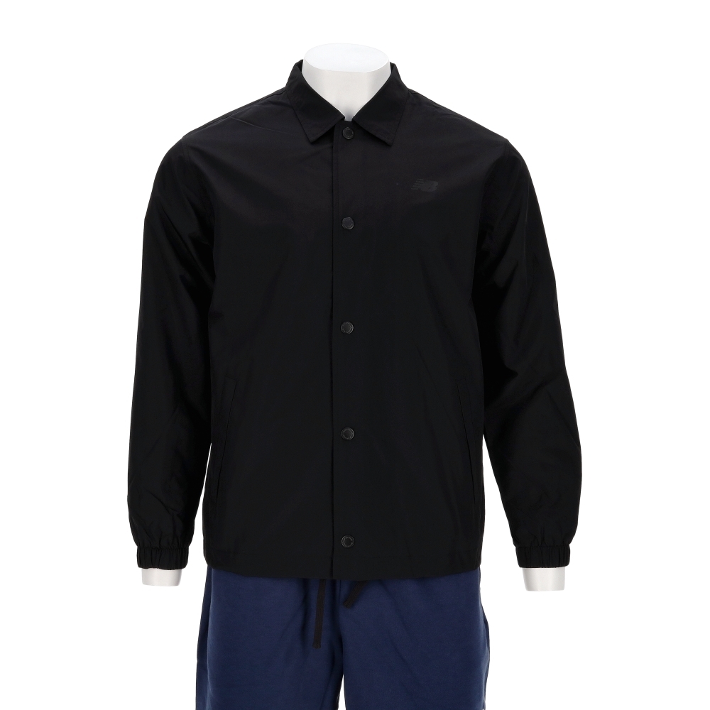 New Balance 男款 黑色 NB 美規 休閒 排扣 襯衫 LOGO 外套 AMJ53317BK