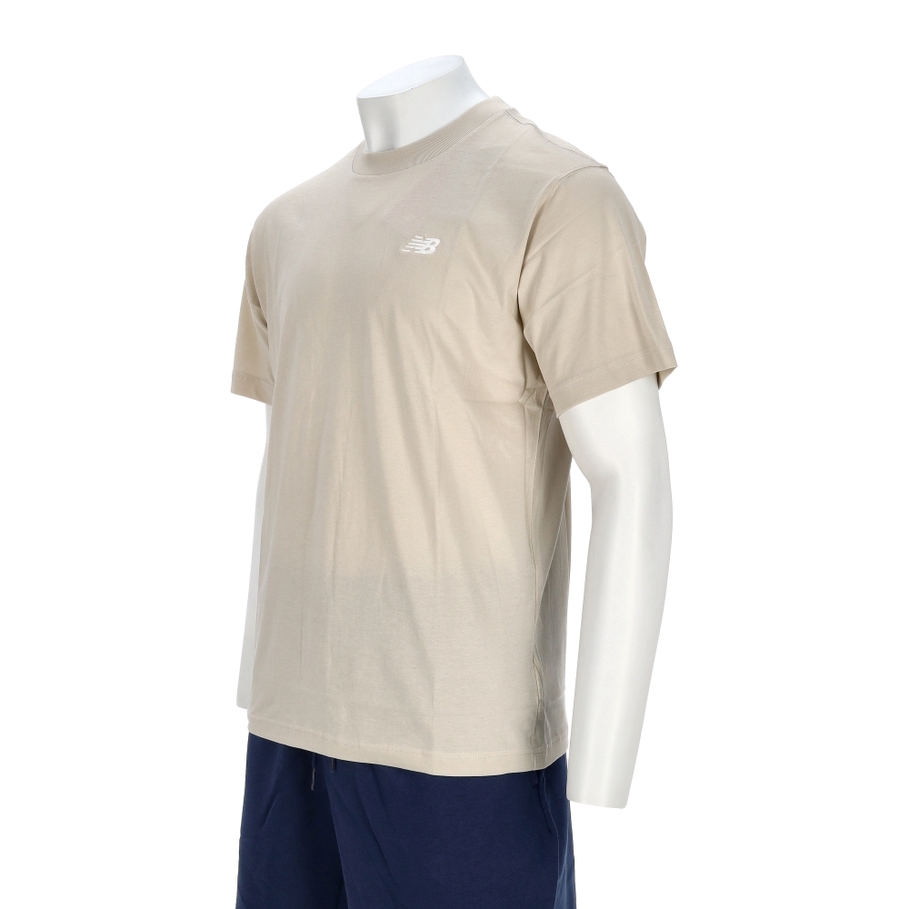 New Balance 男款 米色 NB 美規 休閒 LOGO 上衣 短袖 MT41509TWF