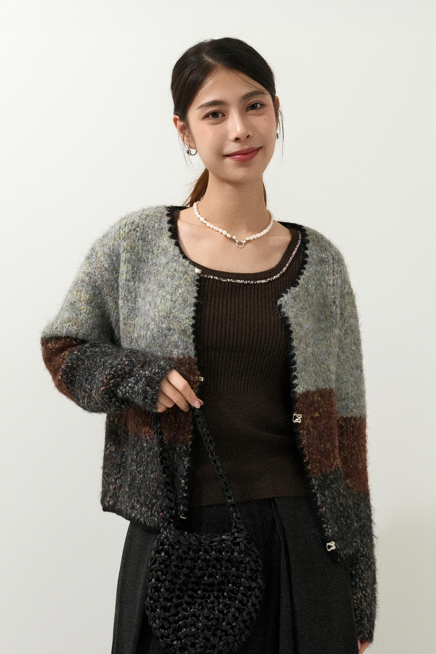 三色混色線冷cardigan (現貨款式）