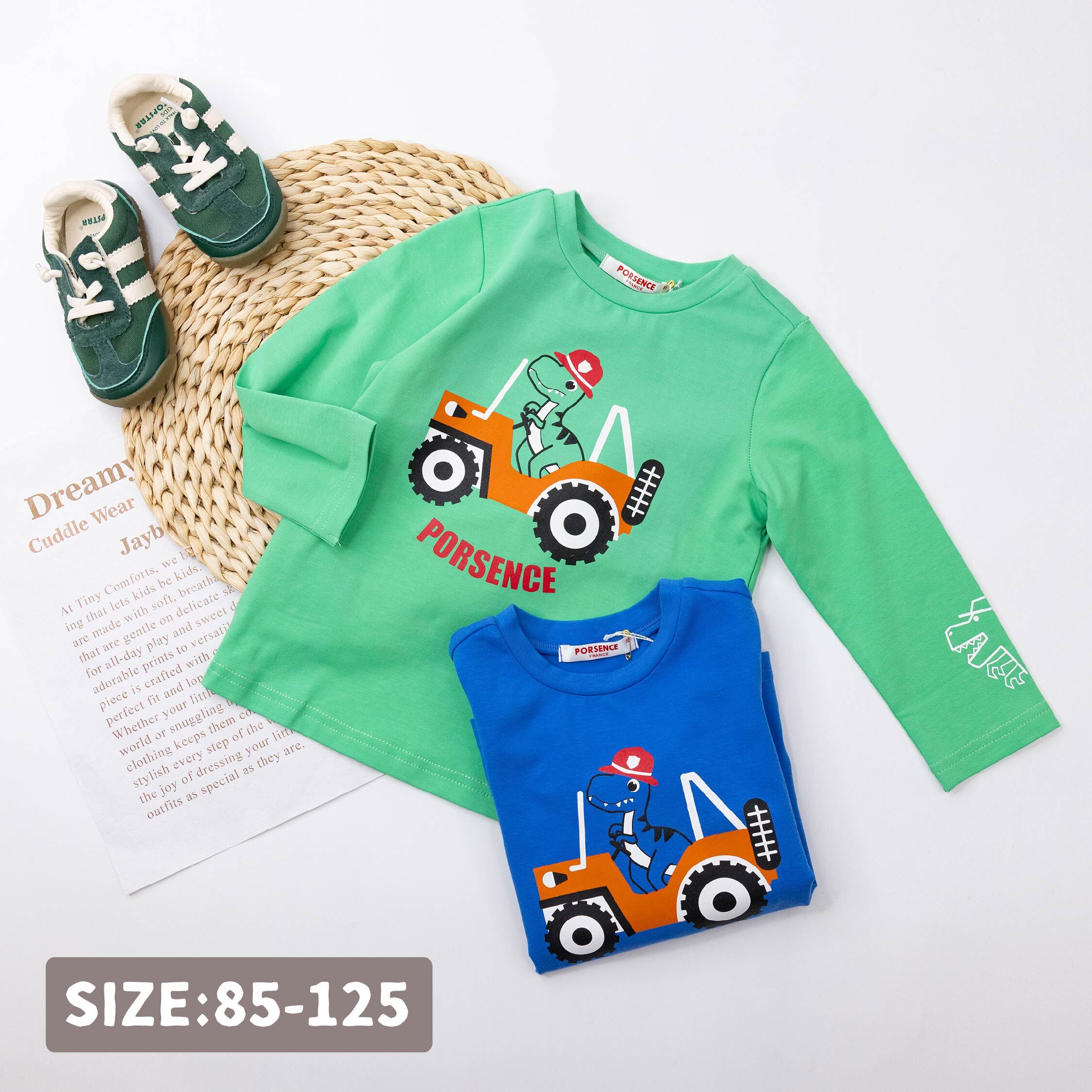 波紳士【22503】勤奮工作小恐龍圓領上衣＊二色