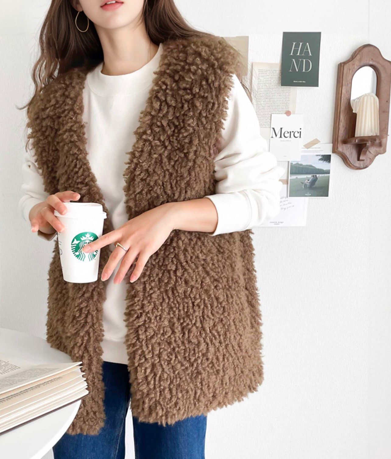 【預購】JN100801 classicalelf 毛毛背心外套