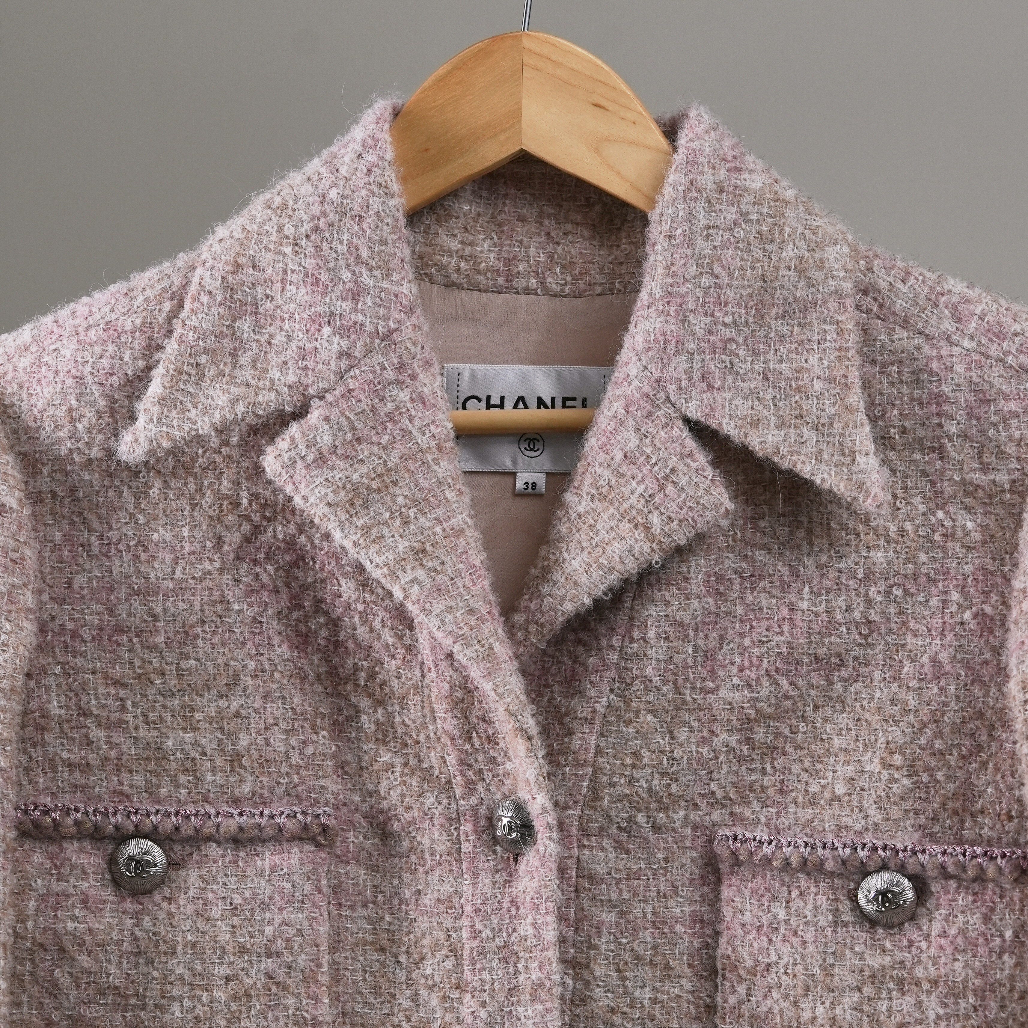 Chanel 24K深粉色四格毛呢外套#38