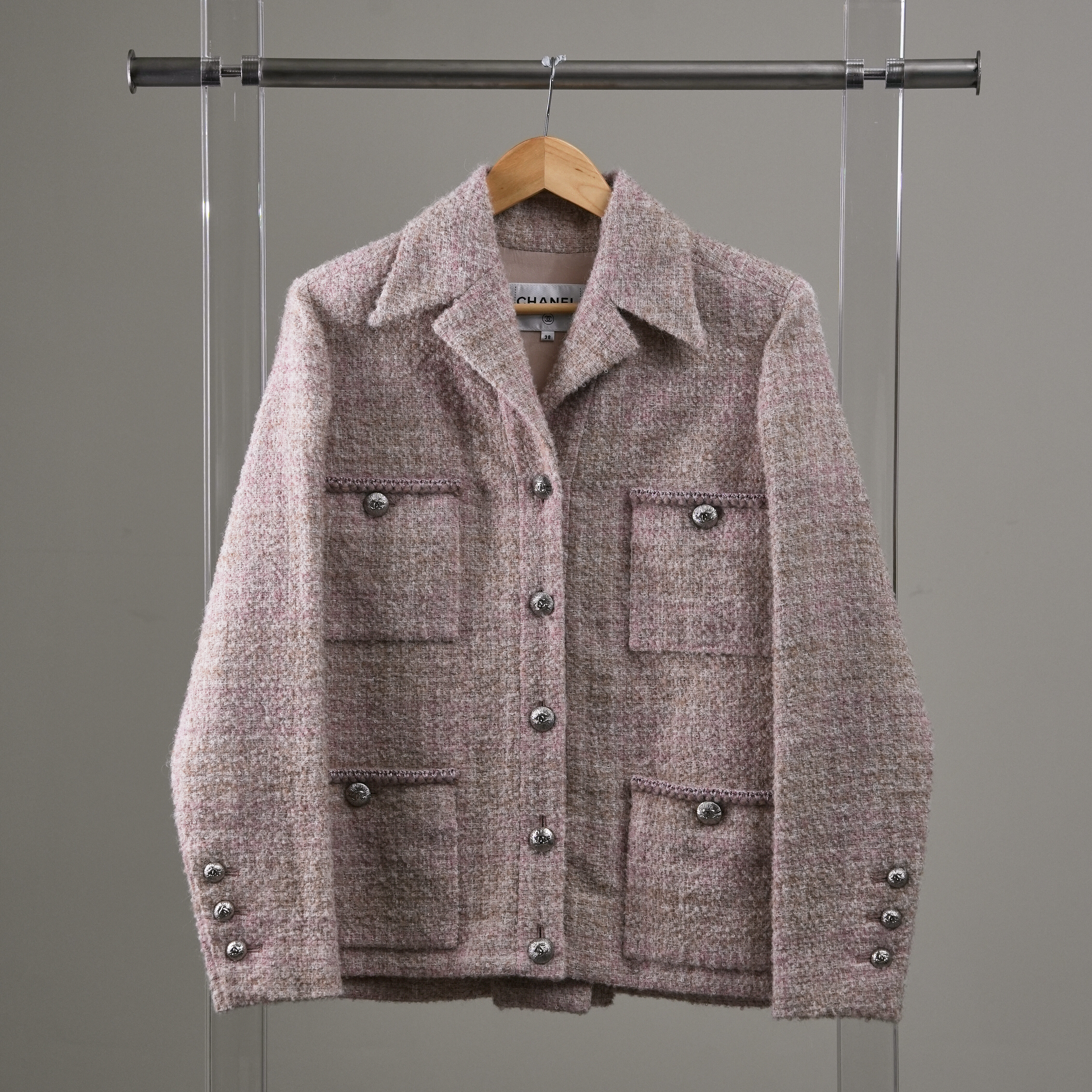 Chanel 24K深粉色四格毛呢外套#38