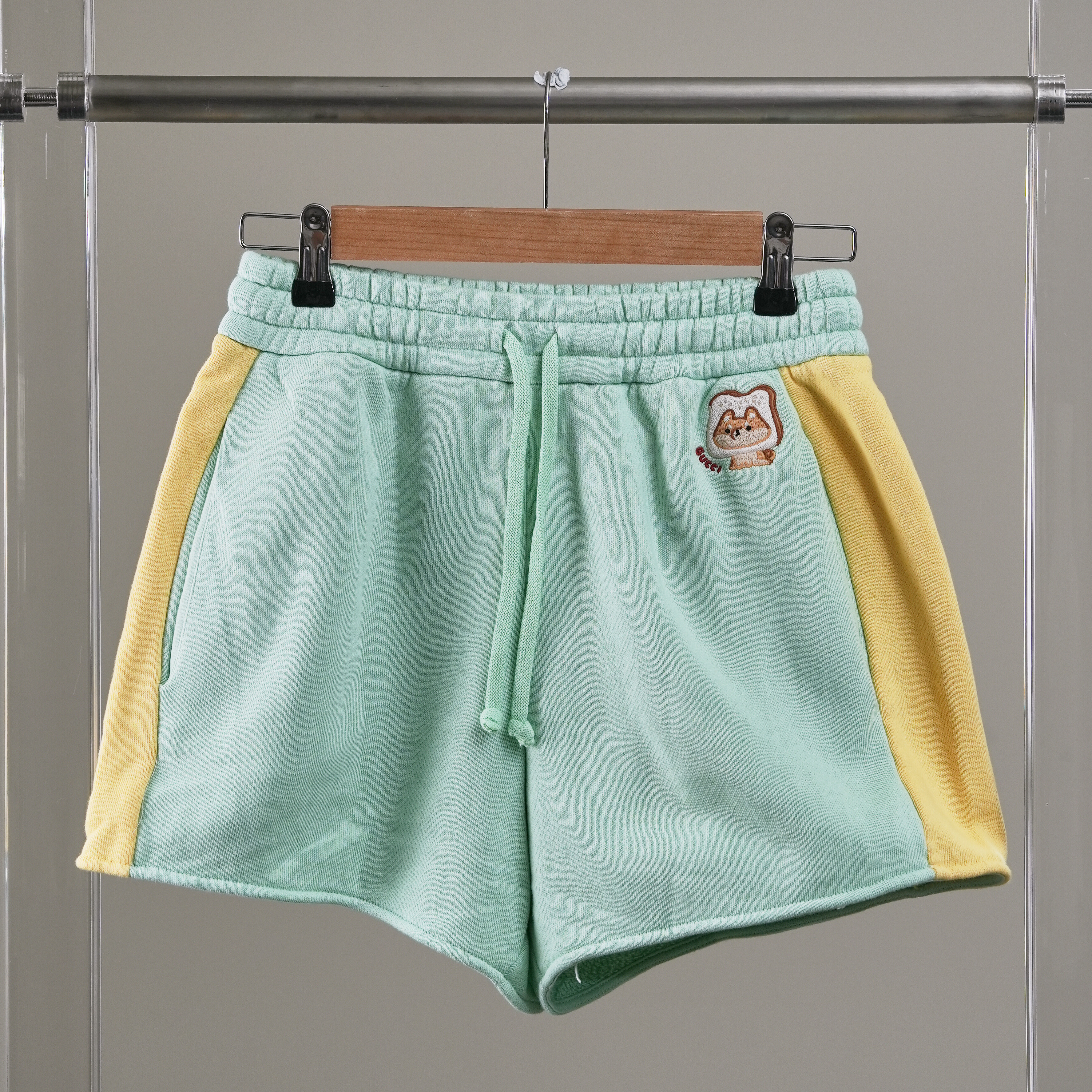Gucci 吐司狗刺繡薄荷綠短褲#M