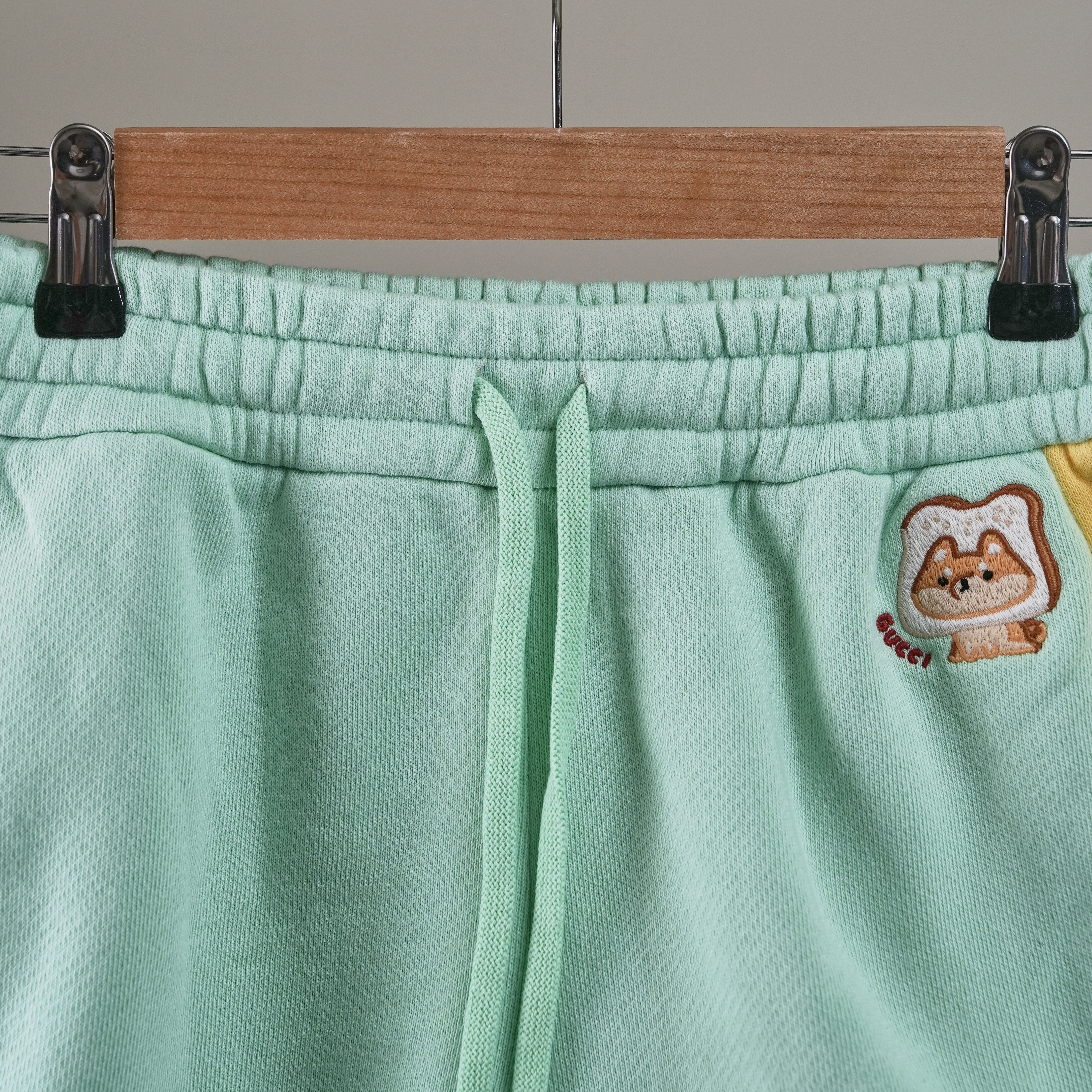 Gucci 吐司狗刺繡薄荷綠短褲#M