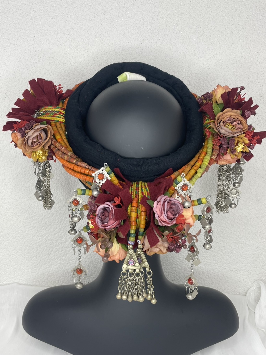 M-No.67貿易老珠配花轉珠頭飾