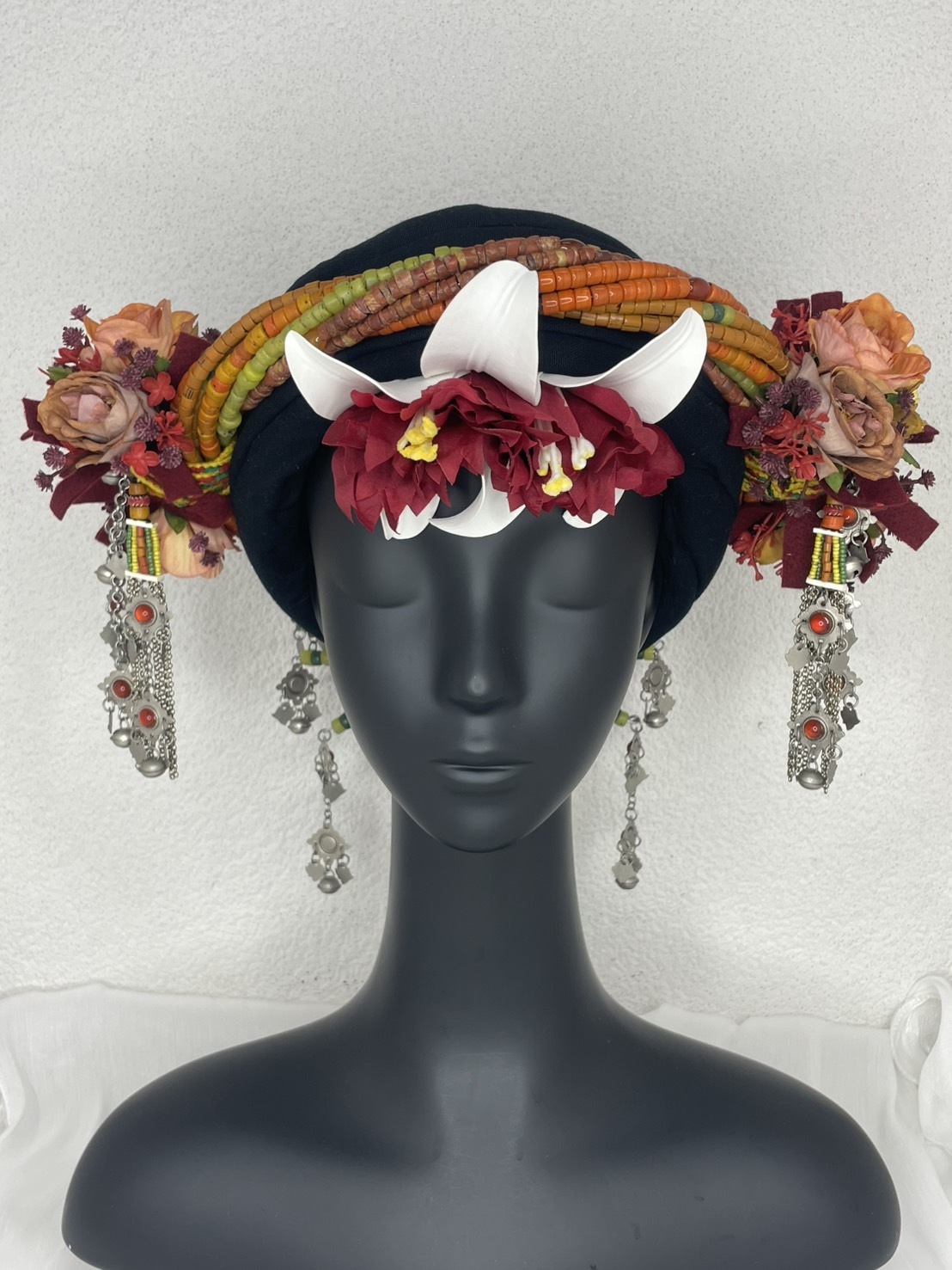 M-No.67貿易老珠配花轉珠頭飾