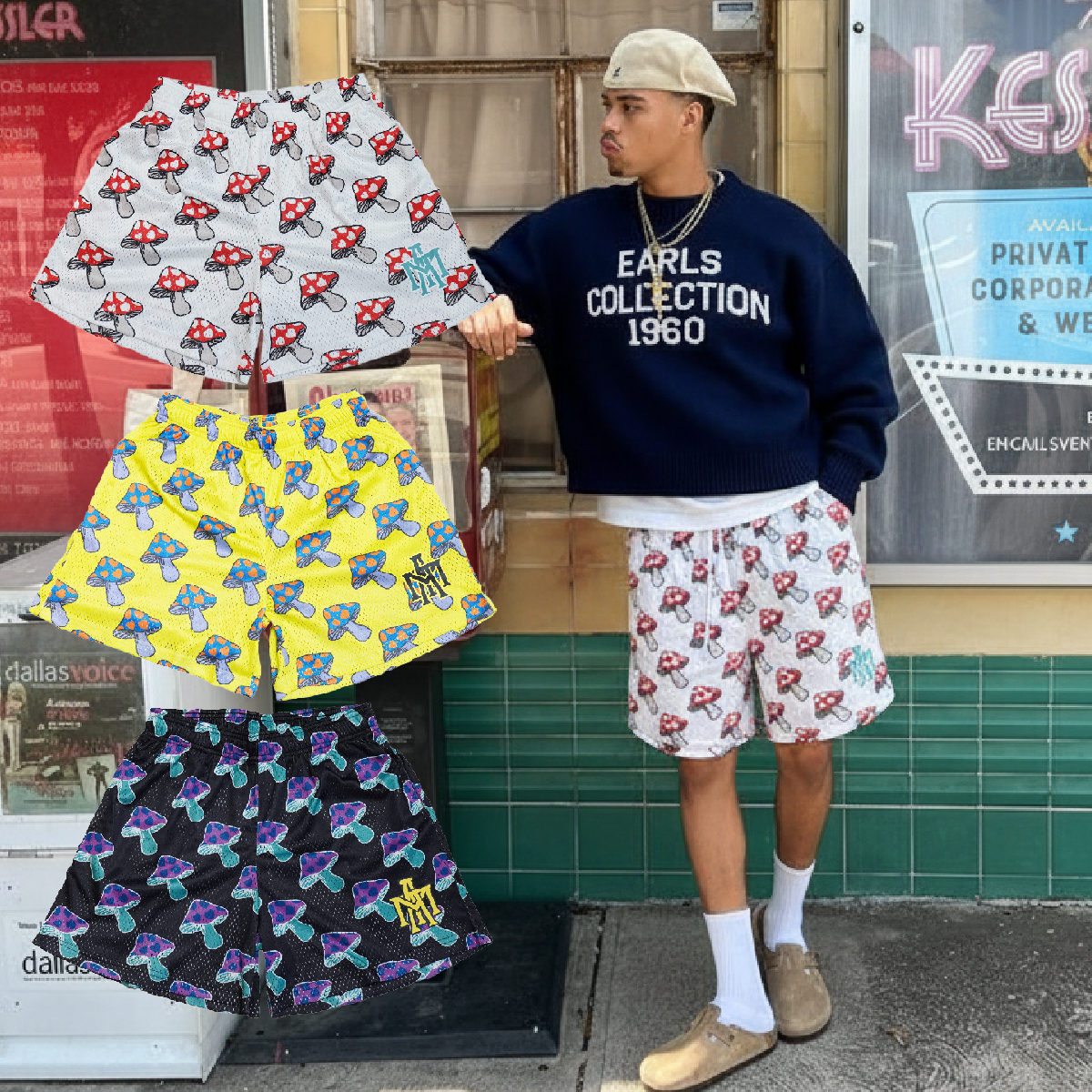 MTA AUTHENTIC LIGHTNING MESH SHORTS 黑 綠 白 透氣 運動 網眼 愛心蘑菇 單層 網布 短褲【MT25P003】