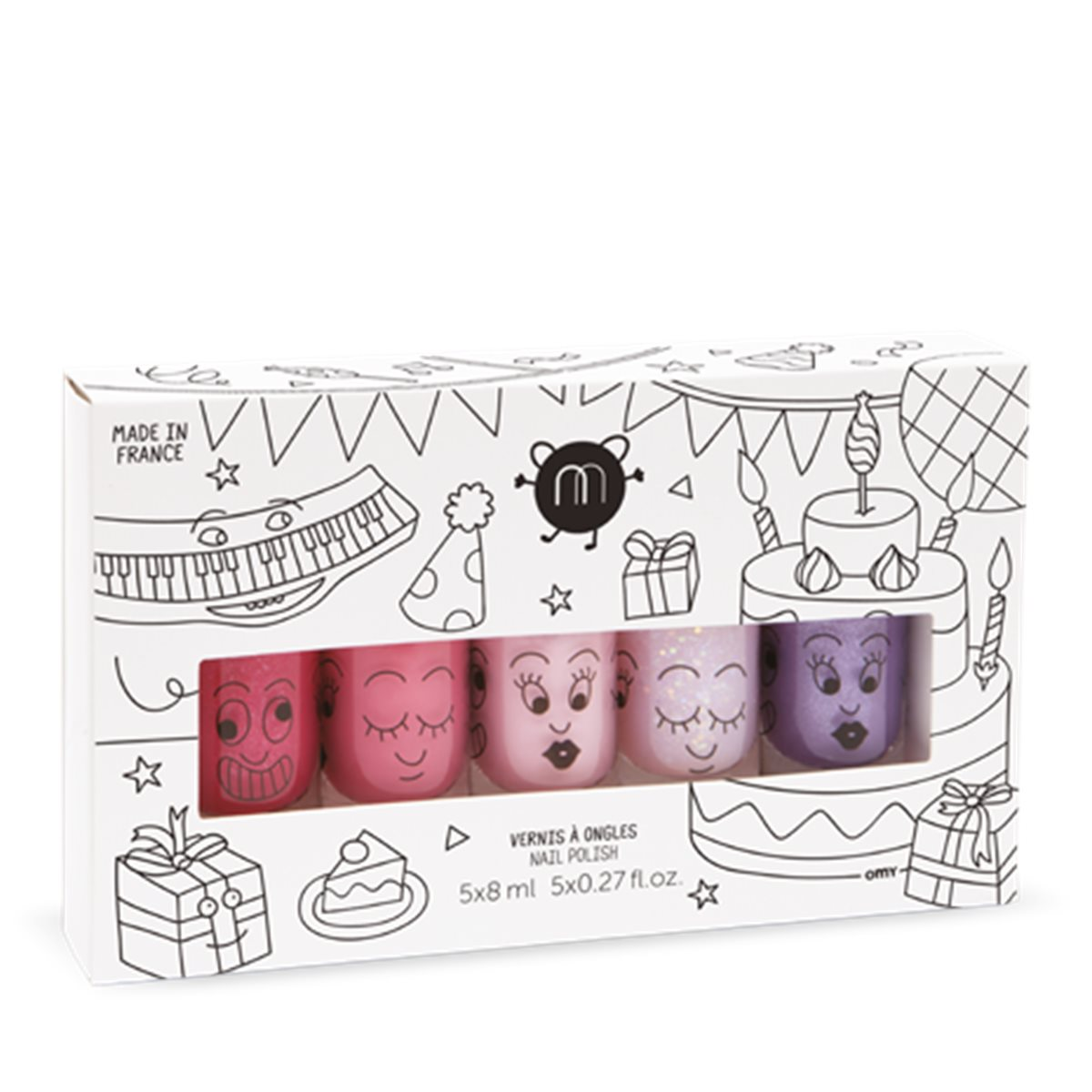 Nailmatic-SET OF 5 WATER BASED NAIL POLISH 0.27 FL.0Z -SHEEPY POLLY COOKIE KITTY PIGLOU