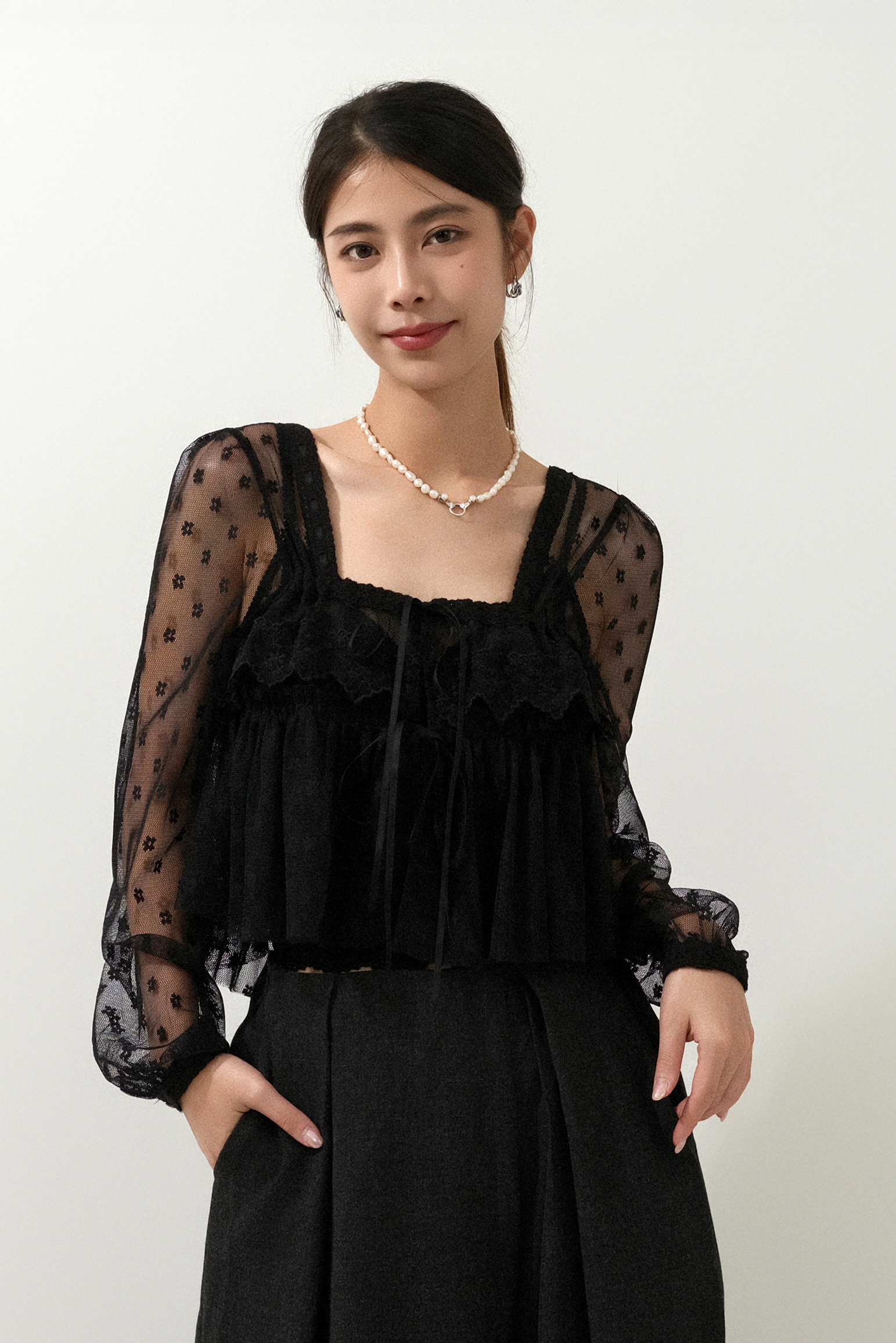 花網紗公主開胸上衣 (預購產品）