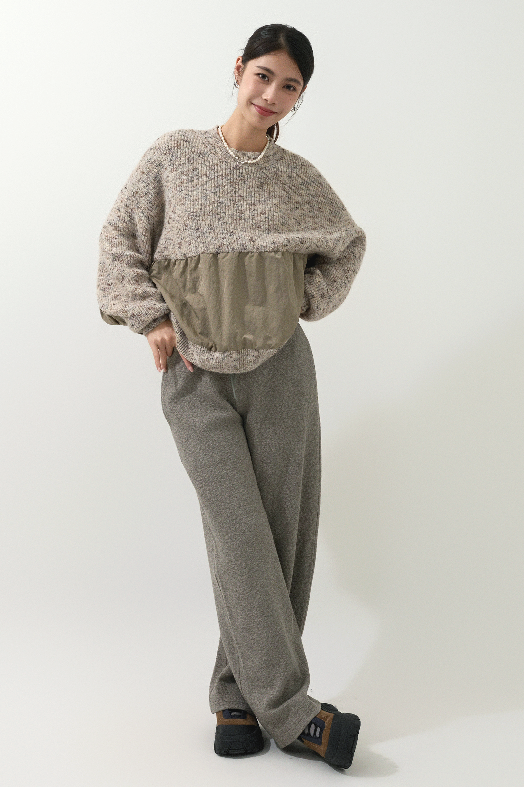 混色冷拼風褸布上衣 (現貨款式）