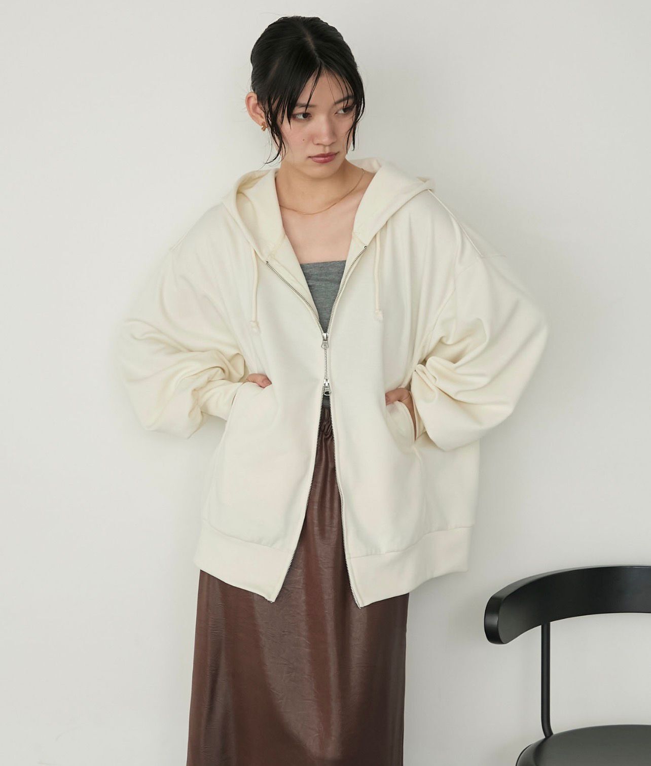 【預購】JN100803 forksy. 雙拉鍊連帽外套(FREE SIZE)