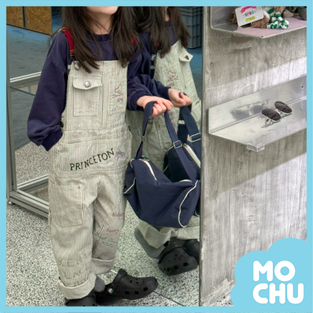 街頭塗鴉刺繡吊帶長褲(二色)