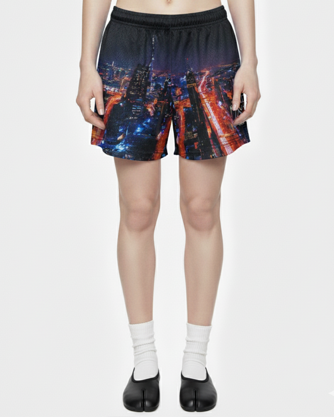 MTA AUTHENTIC LIGHTNING MESH SHORTS 黑色 透氣 運動 網眼 夜景 單層 網布 短褲【MT25P005】