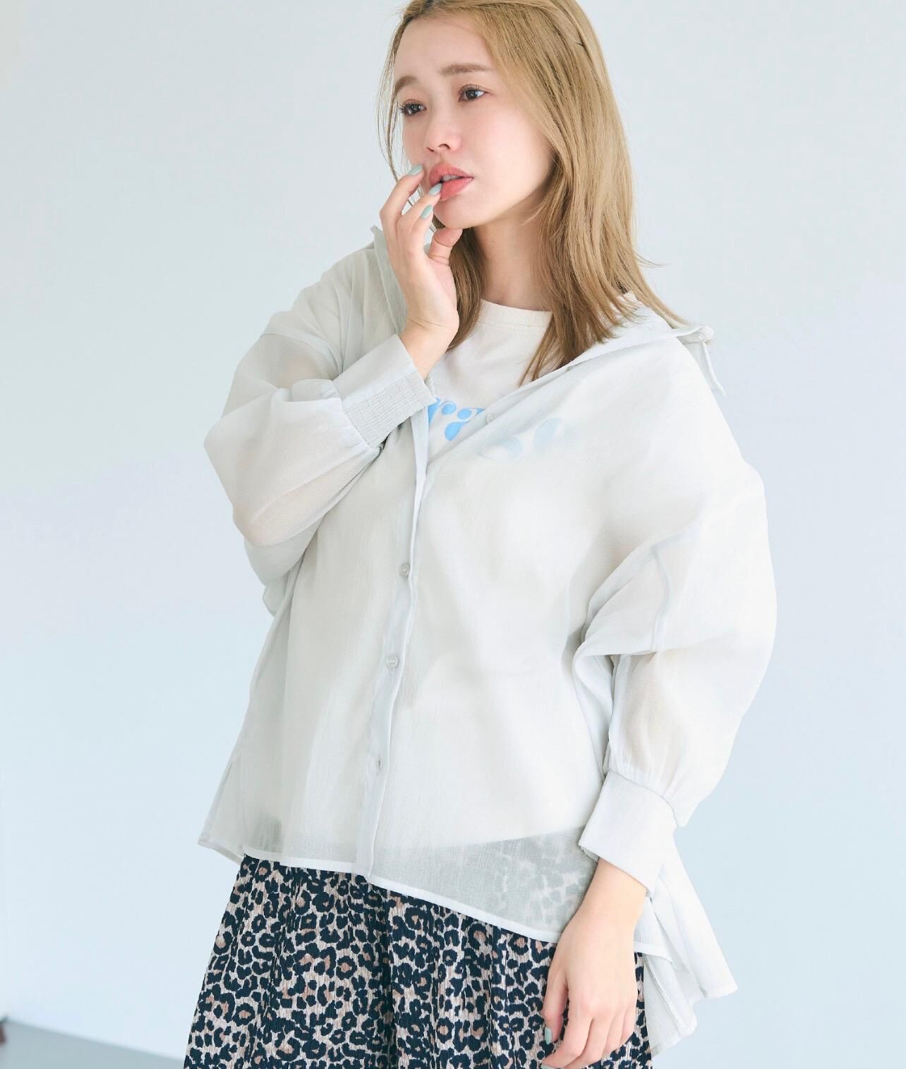 【預購】JN100805 coca 薄紗透膚襯衫