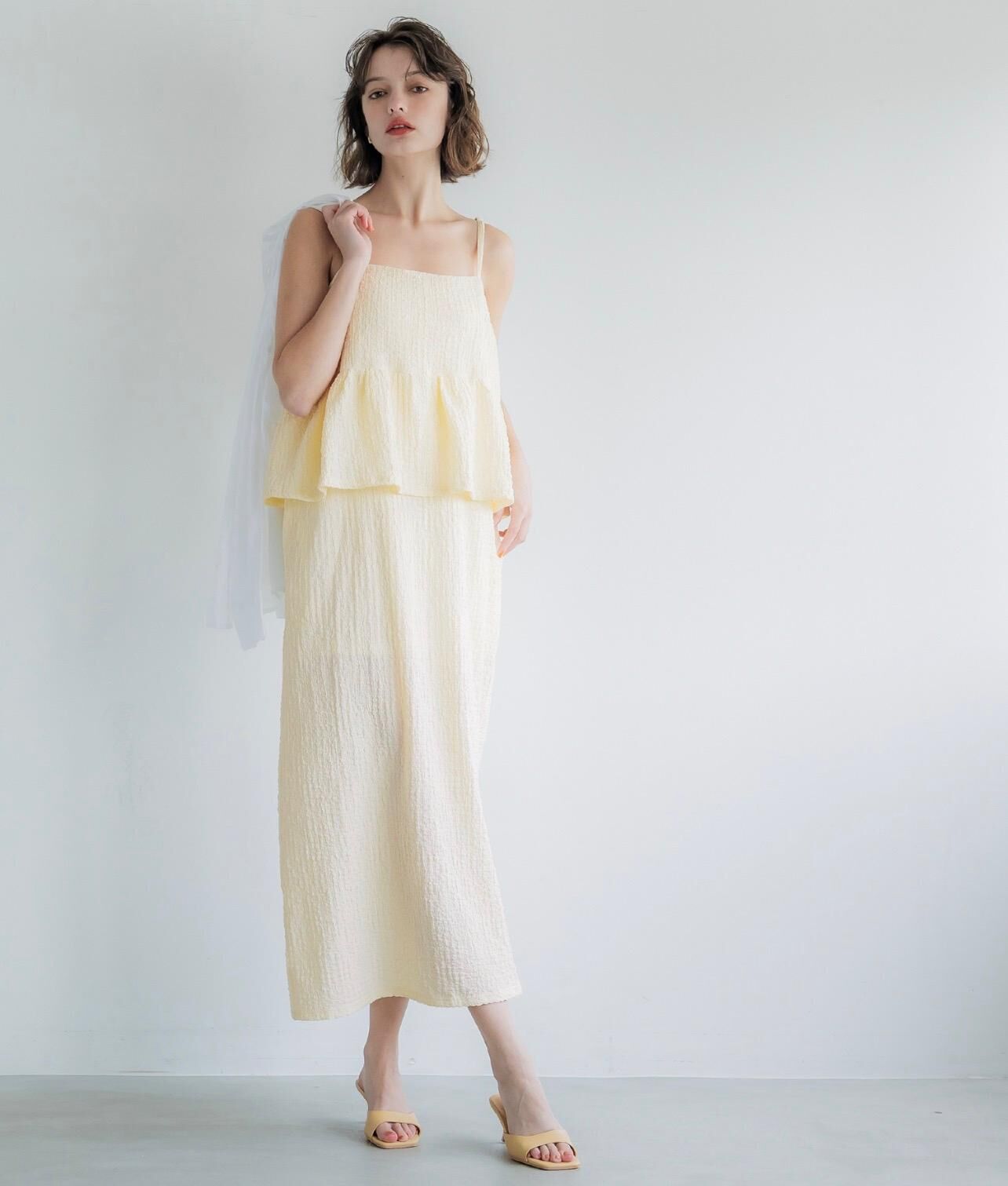 【預購】JN100808 Coca 荷葉邊交叉褶皺洋裝