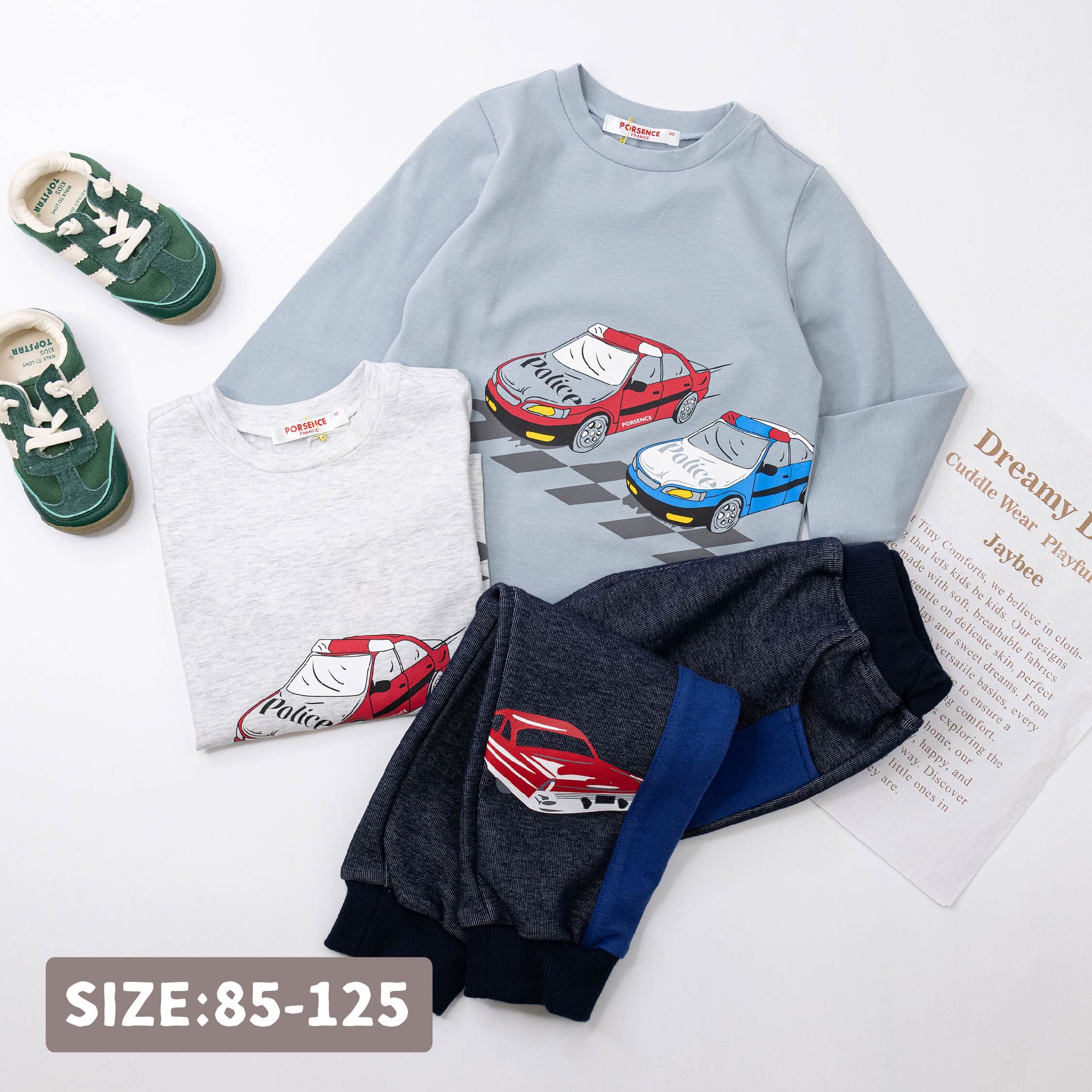 波紳士【22504】帥氣雙色警車圓領上衣＊二色