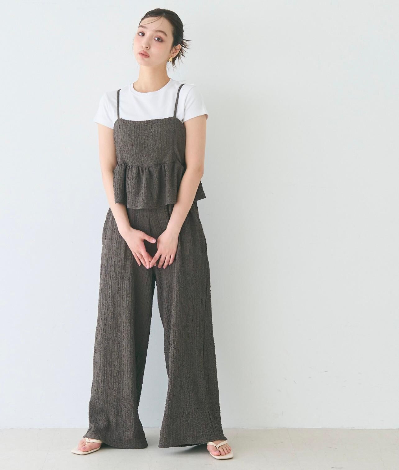 【預購】JN100809 coca 荷葉邊交叉褶皺連身衣