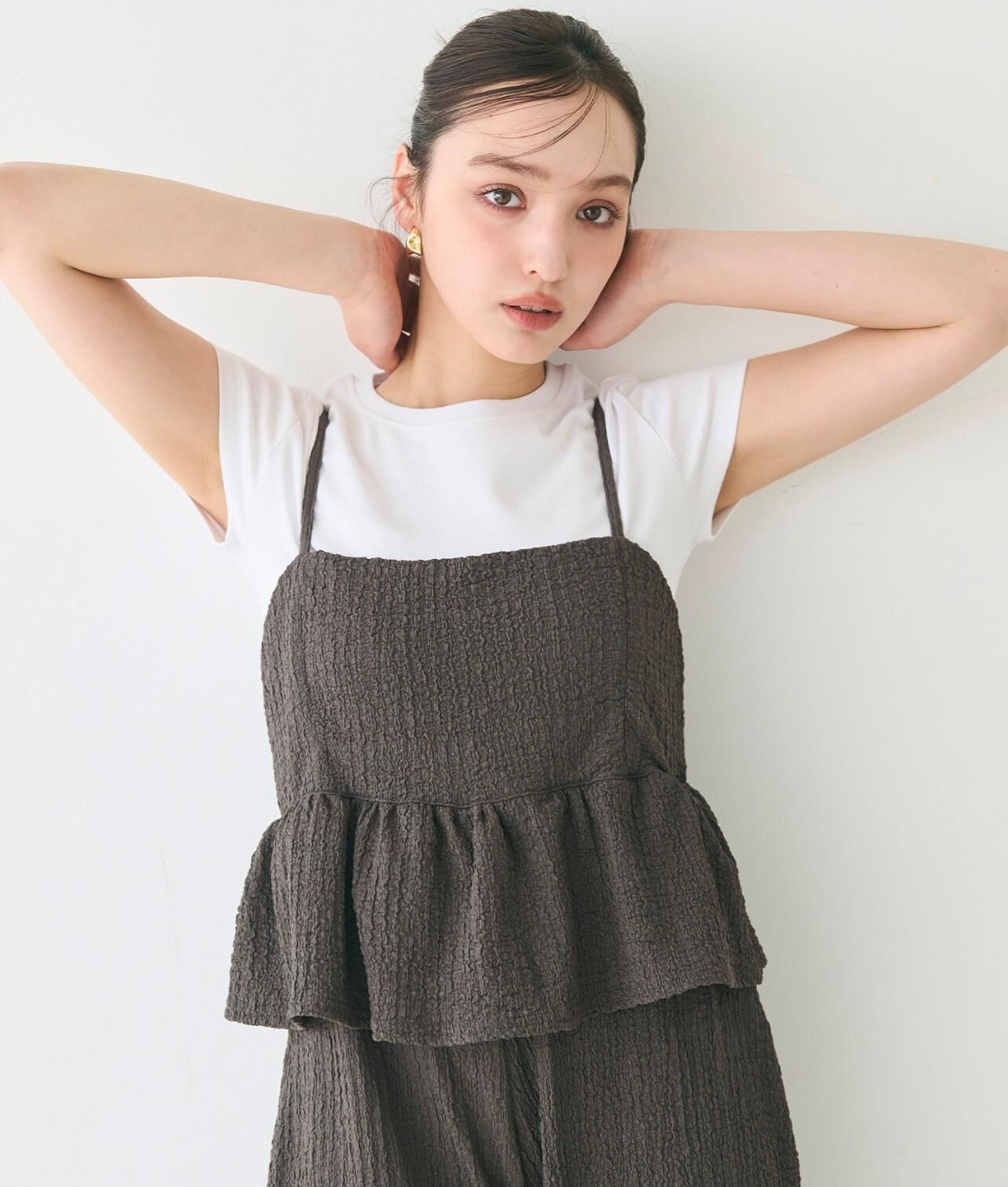 【預購】JN100809 coca 荷葉邊交叉褶皺連身衣