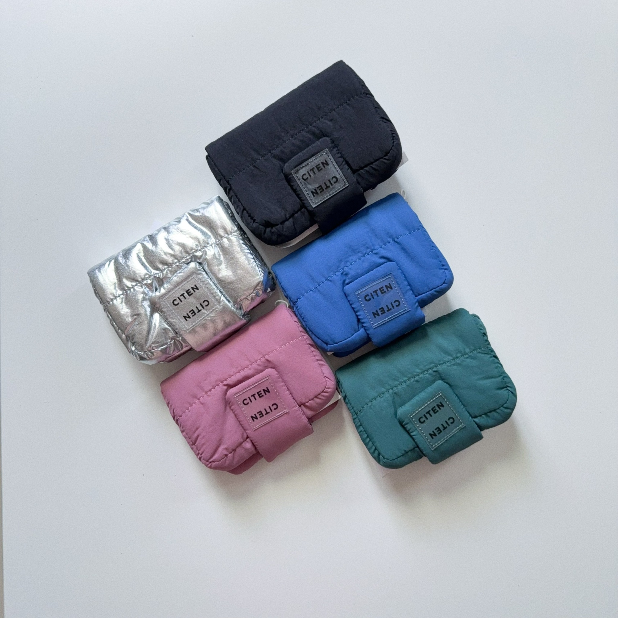 Citen 羽絨感 小香風 銀色 豹紋 日本 6色 帶鏡子小包 小包 零錢包 錢包