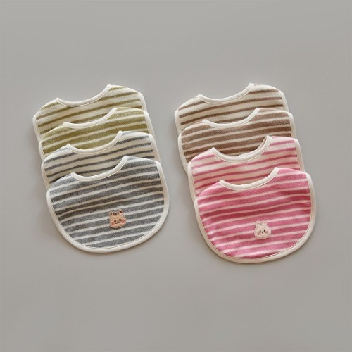 25F/W DTD暖暖人物色彩條紋系列-毛圈布雙面圍兜嘴