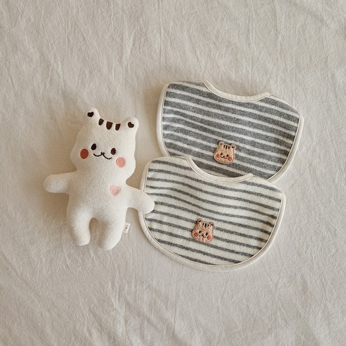 25F/W DTD暖暖人物色彩條紋系列-毛圈布雙面圍兜嘴