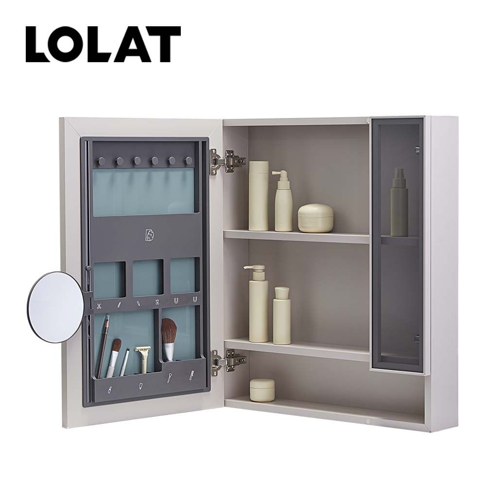 LOLAT鋁合金置物收納鏡櫃-槍灰色MA501