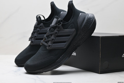 Adidas Ultraboost 21 UB21 Full Handle Popcorn Casual Sports Running Shoes網布製成，鞋面反光皮革，Stretchweb網眼外底及Boost中底