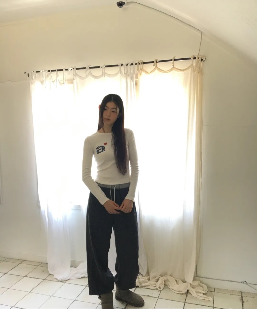 🇰🇷 aeae DOT SMALL LETTER 波點字母 點點 愛心 薄長袖 修身 / 預購