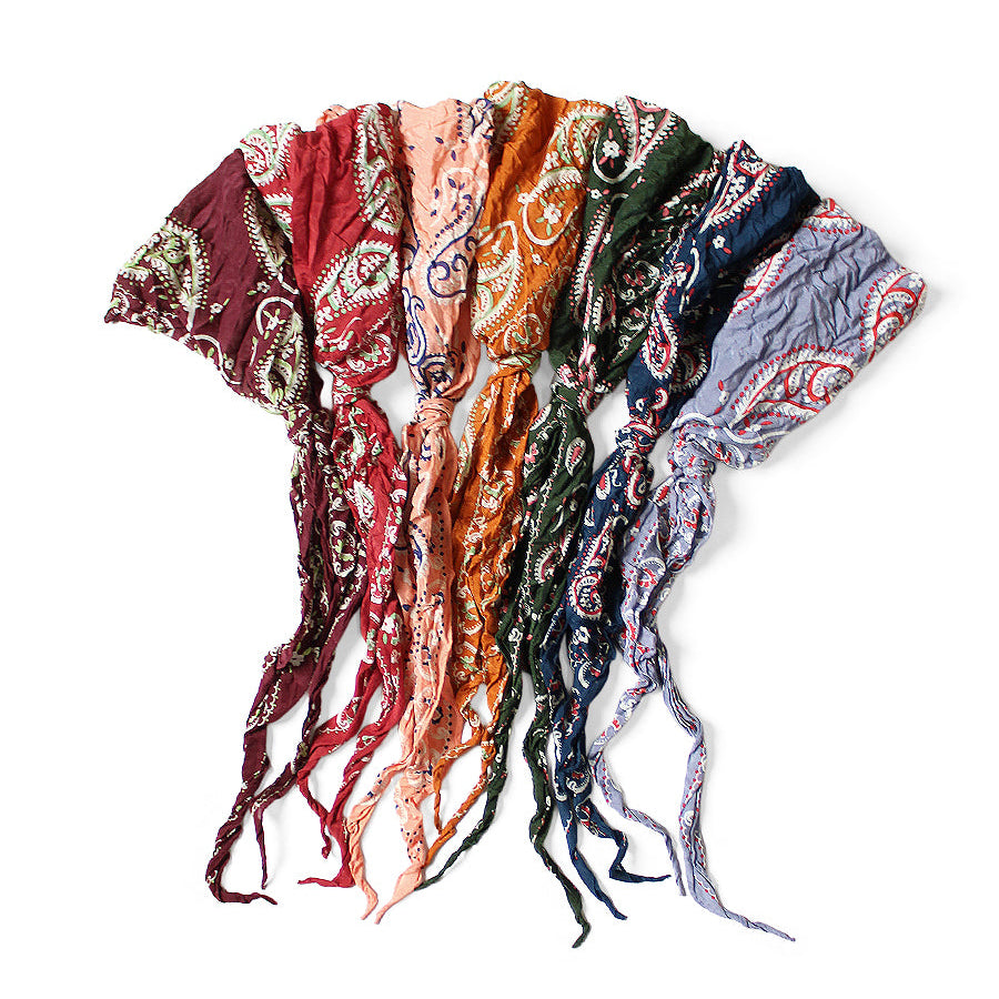 2025AW KAPITAL 皺褶 絲質 Sambo 佩斯利 花紋 方巾 圍巾 領巾 現貨 K2508XM513