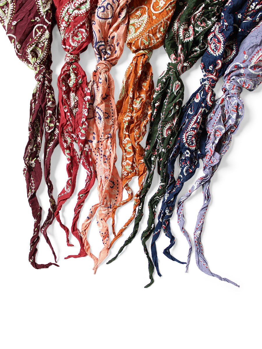 2025AW KAPITAL 皺褶 絲質 Sambo 佩斯利 花紋 方巾 圍巾 領巾 現貨 K2508XM513