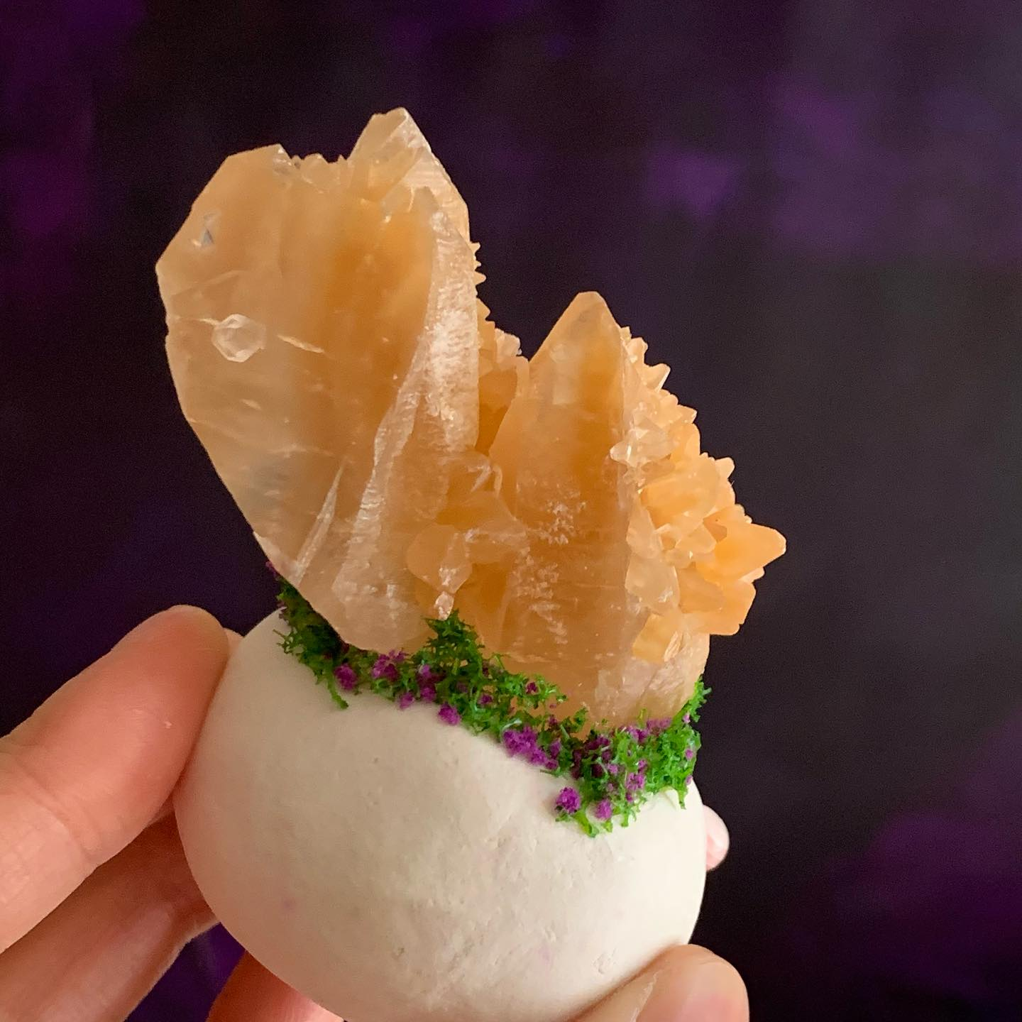 [原石] 黃方解石結晶花 小晶靈 擺件