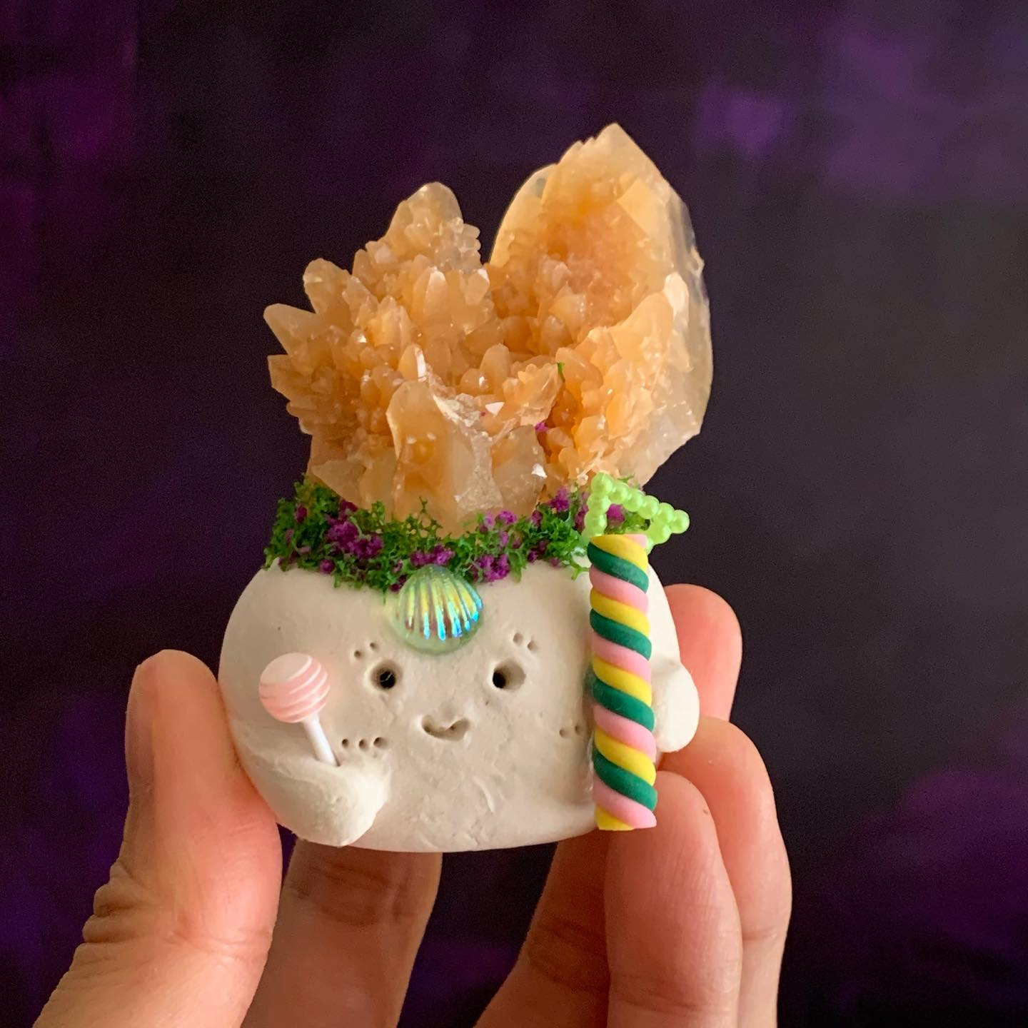 [原石] 黃方解石結晶花 小晶靈 擺件