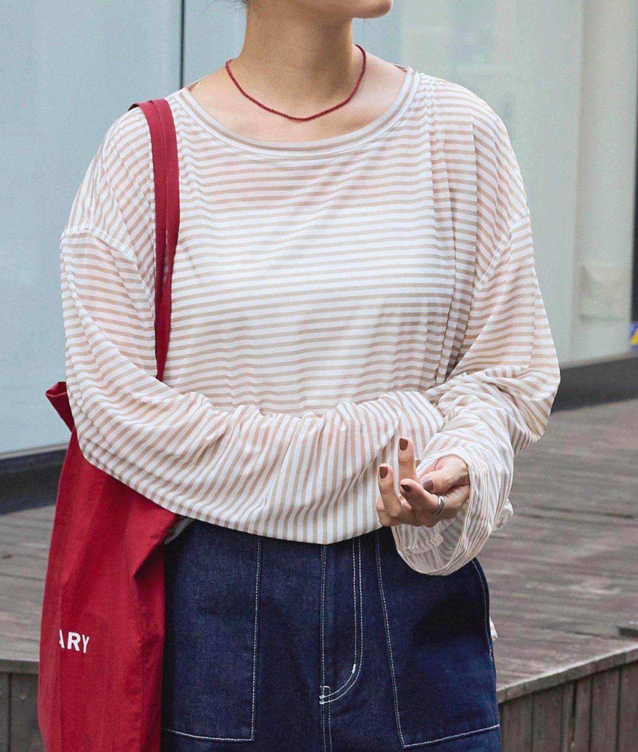 【預購】JN100812 MONO-MART 透視長袖上衣(FREE SIZE)