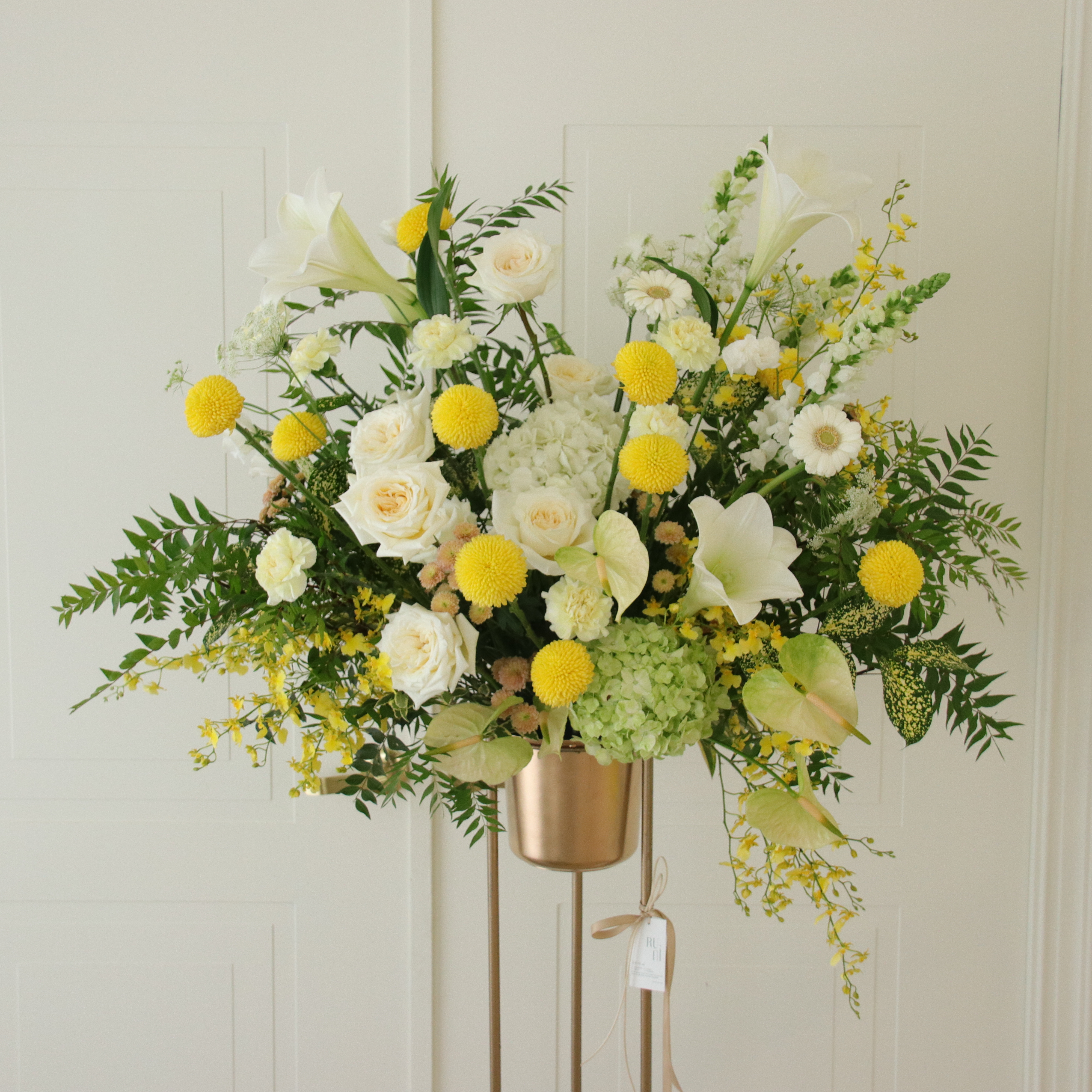 RUNI Flowers-高架花籃 黃綠色系