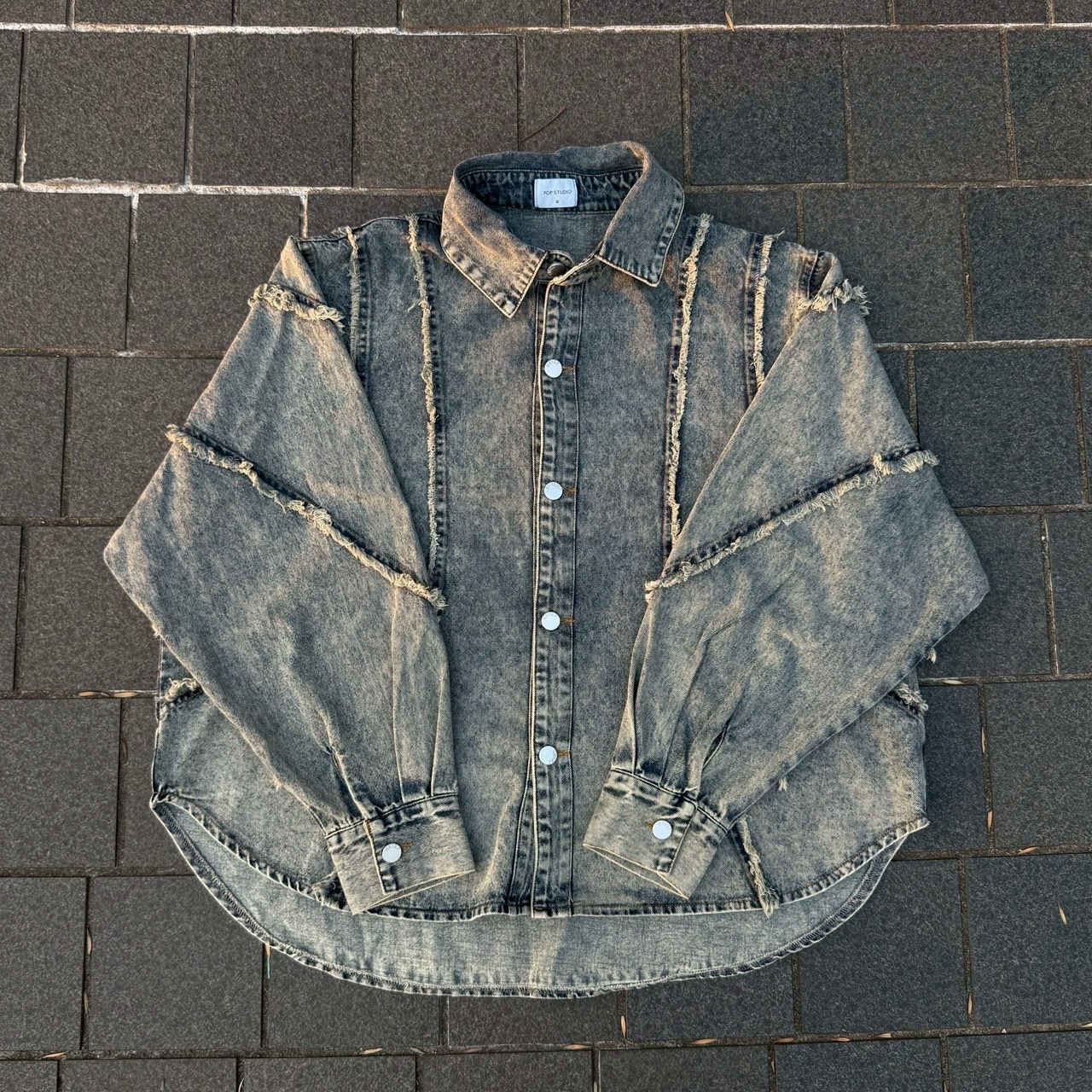 仿舊毛邊牛仔襯衫