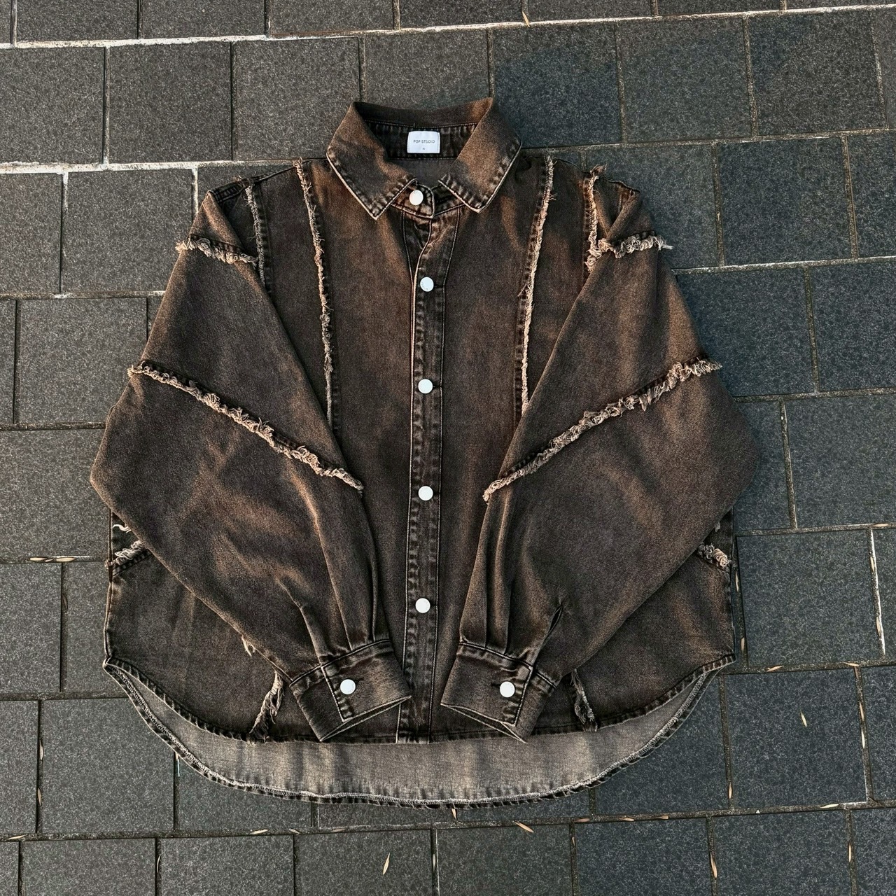 仿舊毛邊牛仔襯衫