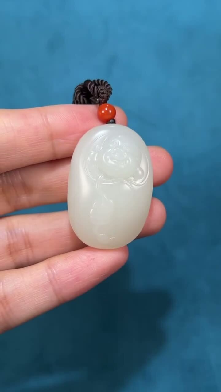 和田玉籽料笑佛,天然和田玉軟玉