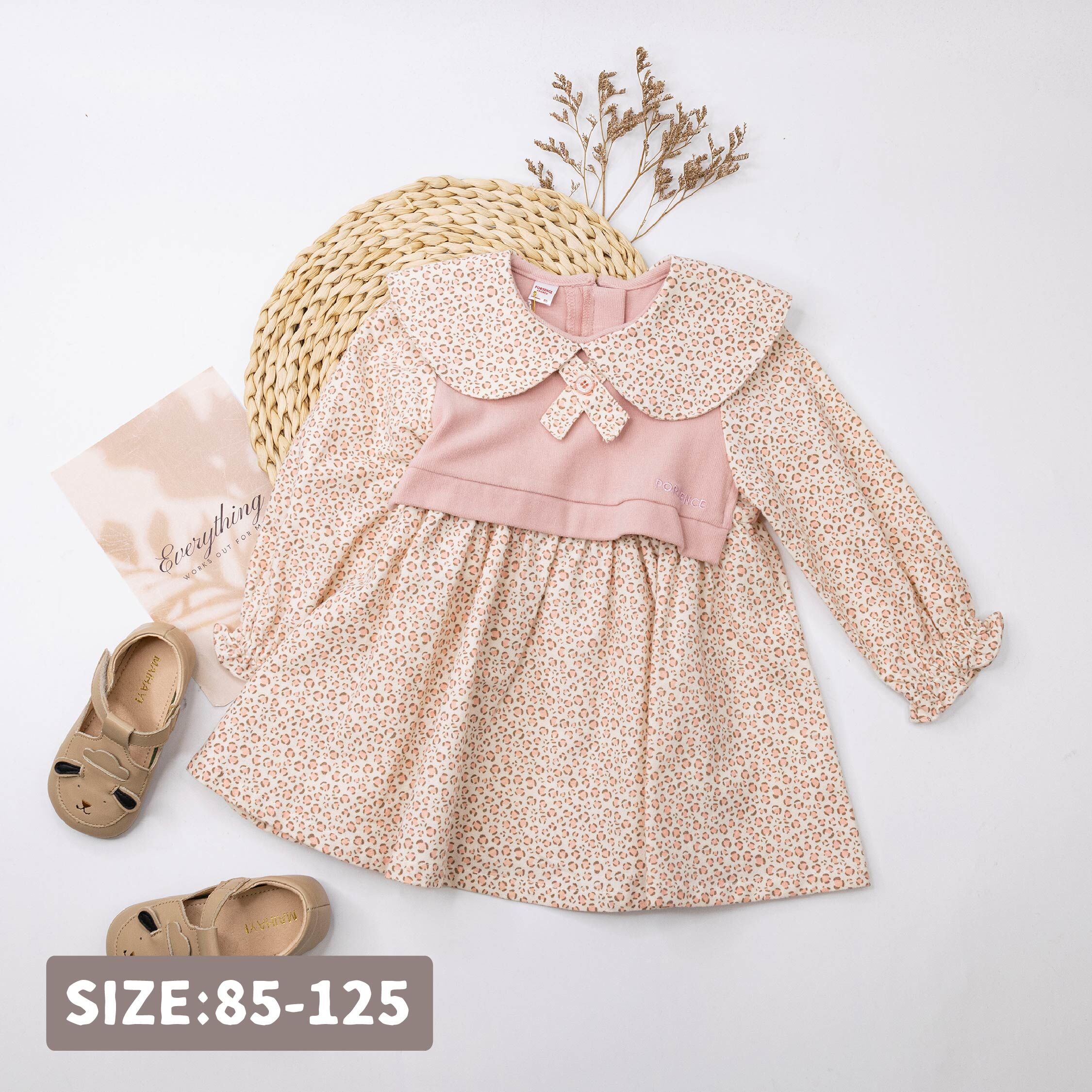 波紳士【22531】質感豹紋假兩件設計洋裝