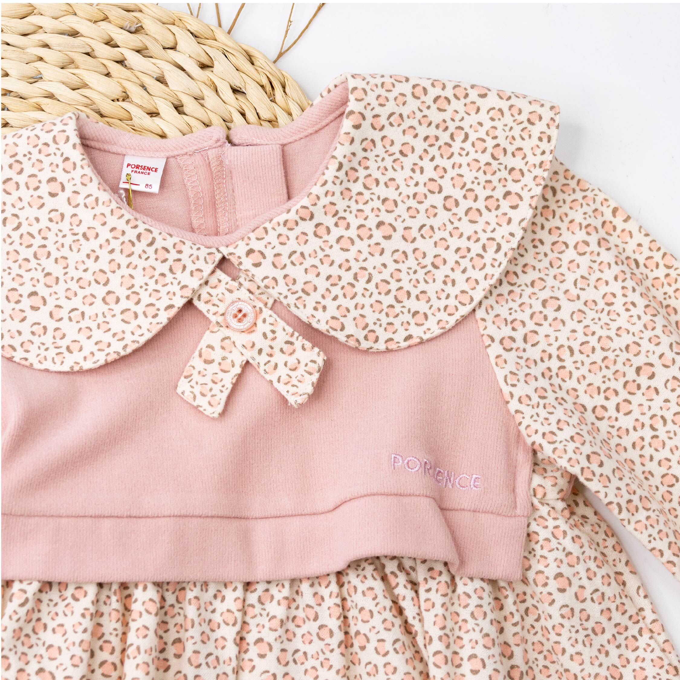 波紳士【22531】質感豹紋假兩件設計洋裝