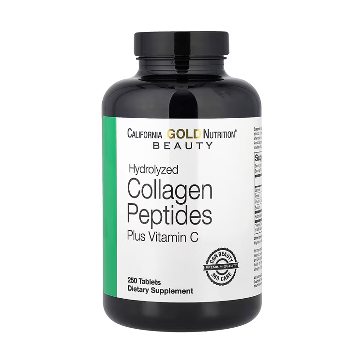 California Gold Nutrition Hydrolyzed Collagen Peptides + Vitamin C, Type 1 & 3, 250 Tablets