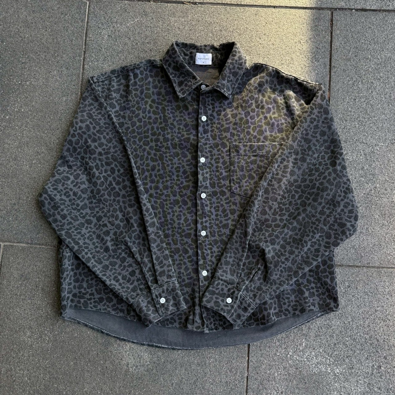 豹紋厚磅襯衫